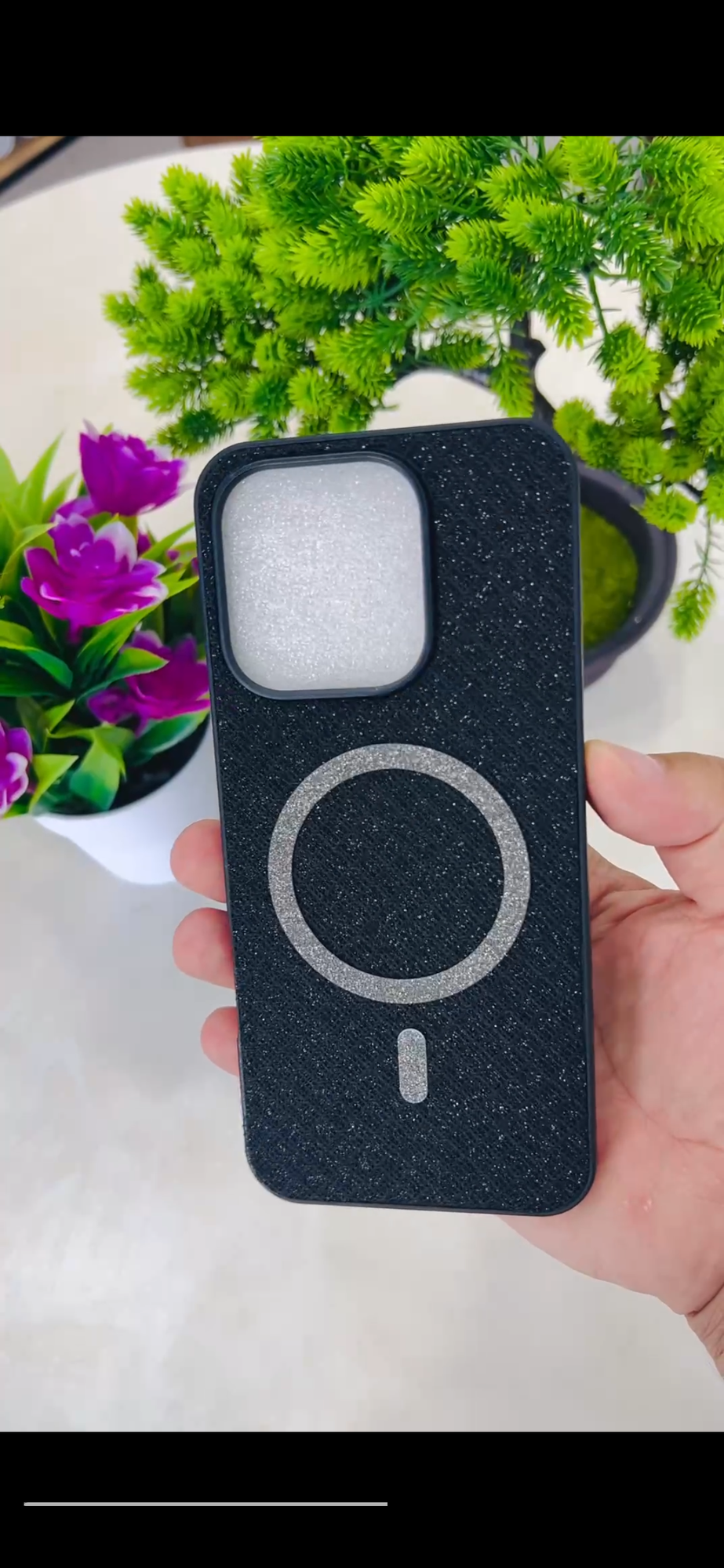 Блестящий магнитный чехол DISPO Premium для Samsung A16 (черный, с магнитном кольцом)