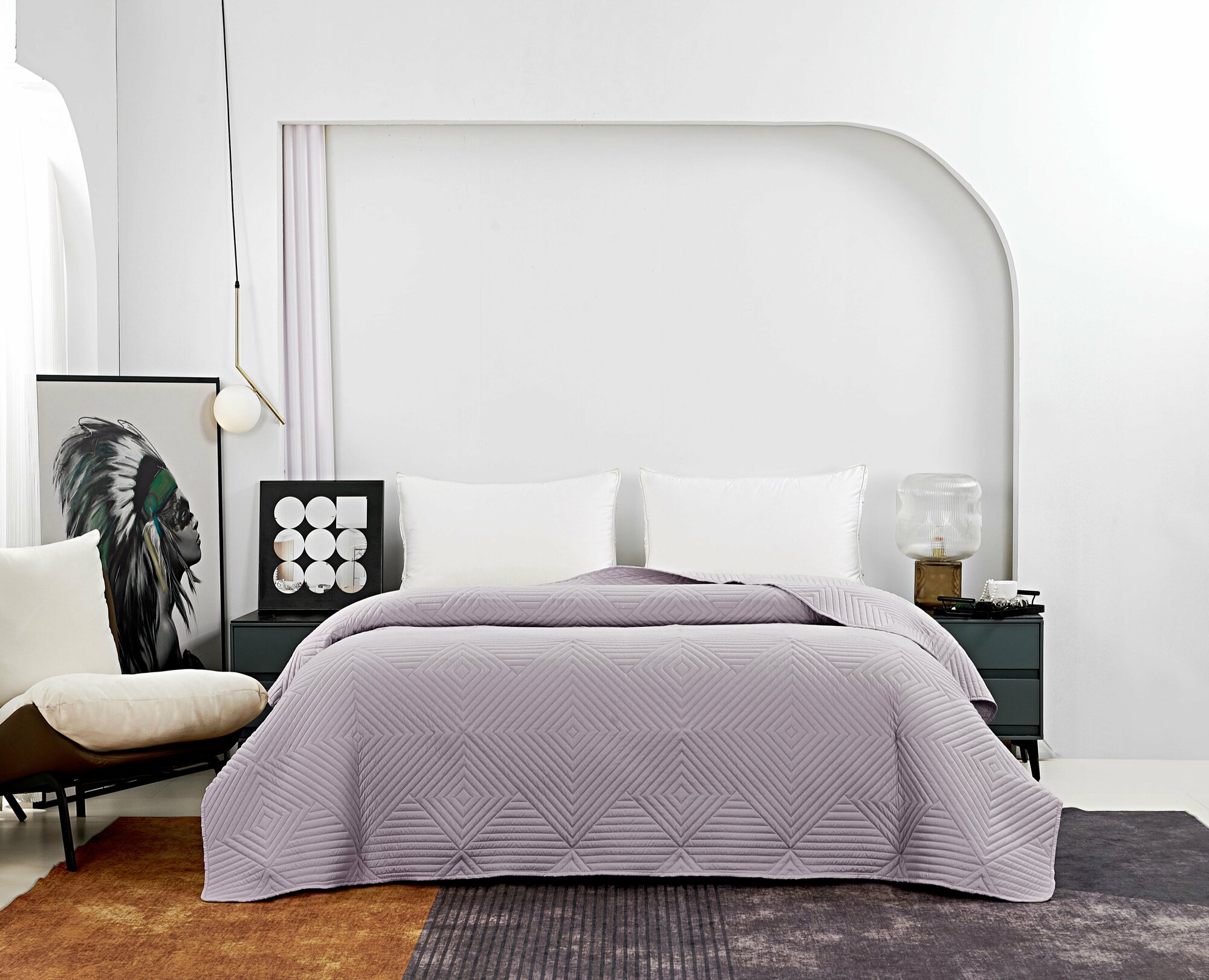 Покрывало на кровать/диван 200х220 см Bata полиэстер пепельно-лиловый