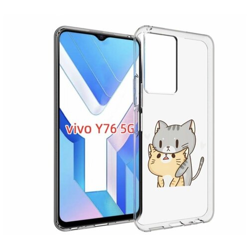 Чехол MyPads любящие-коты для Vivo Y76 5G задняя-панель-накладка-бампер