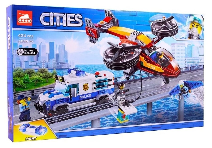 Конструктор Cities / Сити / Город / Воздушная полиция: кража бриллиантов 11209 / 424 детали