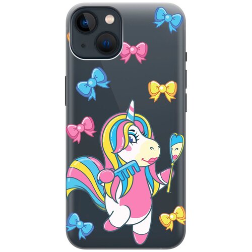 Силиконовый чехол на Apple iPhone 14 Plus / Эпл Айфон 14 Плюс с рисунком Lady Unicorn силиконовый чехол на apple iphone 14 эпл айфон 14 с рисунком lady unicorn soft touch мятный