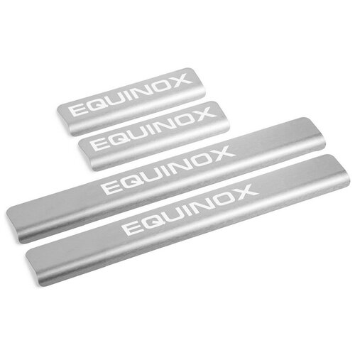 Накладки на пороги AutoMax для Chevrolet Equinox (Шевроле Эквинокс) III поколение 2017-н.в., нерж. сталь, с надписью, 4 шт., AMCHEQU01