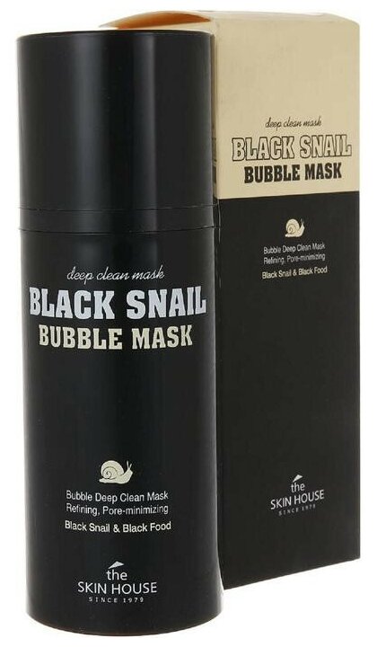 Кислородная очищающая маска с муцином черной улитки The Skin House Black Snail Bubble Mask, 100мл - фото №5