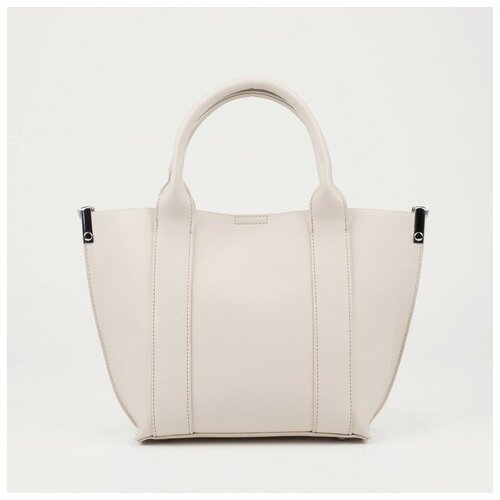 фото Сумка тоут flap повседневная, искусственная кожа, белый