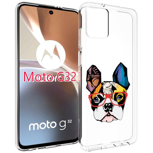 Чехол MyPads Мопс-в-очках для Motorola Moto G32 задняя-панель-накладка-бампер