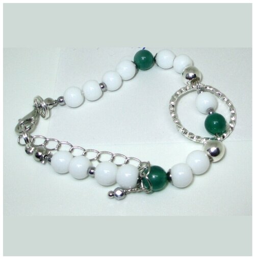 Браслет-цепочка AV Jewelry, гематит, нефрит, агат, размер 18 см, размер L, зеленый, белый