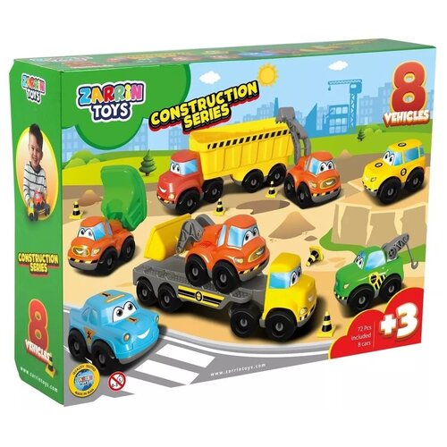 Машинка ZARRIN TOYS Авто Стройка, 8 машинок, J8, 38 см, разноцветный