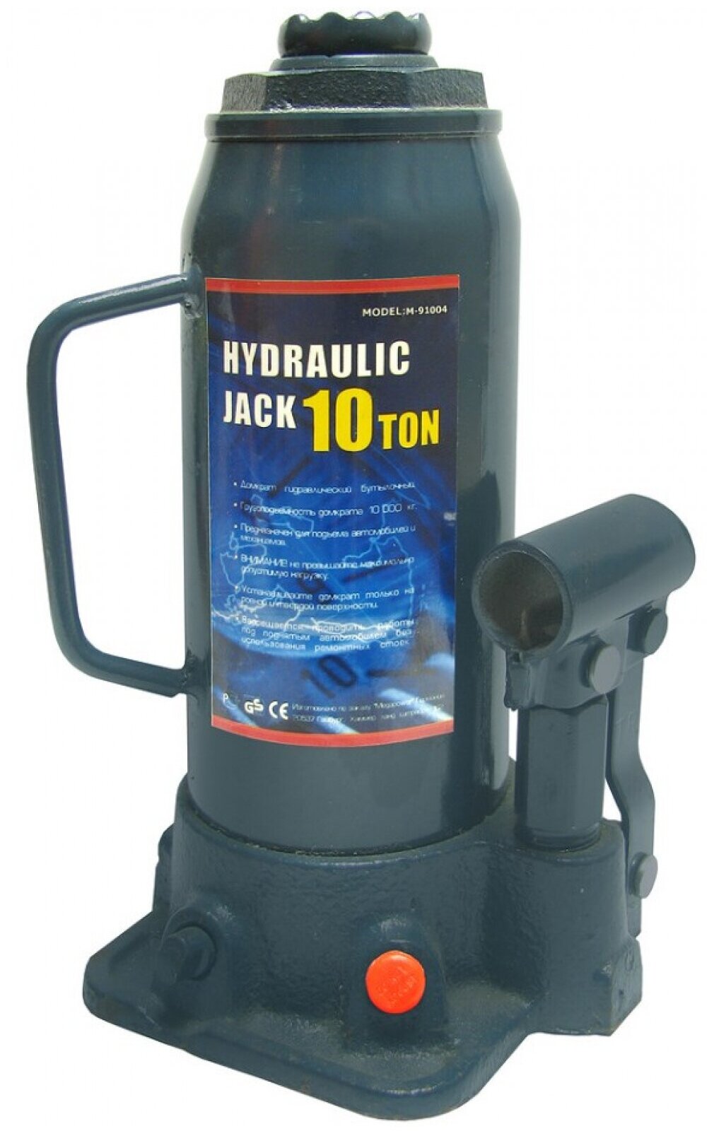 Домкрат гидравлический M-91004 бутылочный 10т (выс. подъема 230-460мм) с клапаном MEGAPOWER /1/4