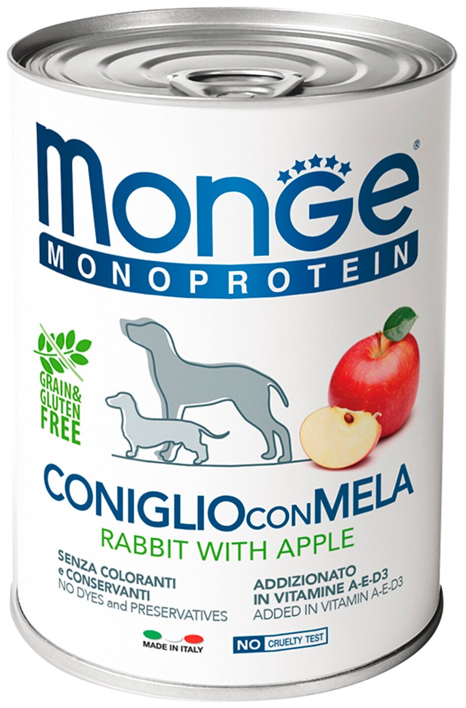 Monge Dog Monoprotein Fruits Влажный корм для собак, Кролик, Рис и Яблоки 0.4кг