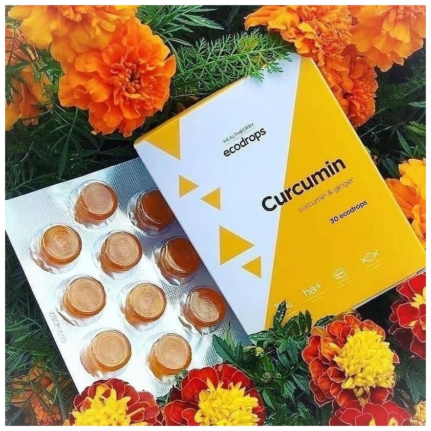 Карамель леденцовая HEALTHBERRY ECODROPS CURCUMIN, 30 ШТ. Леденцы для ...