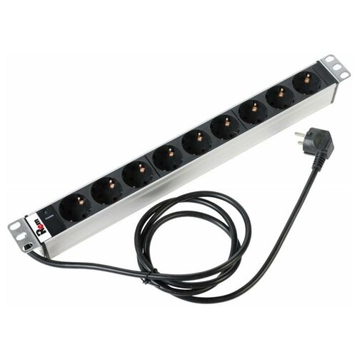 блок розеток lanmaster twt pdu19 16a9p 3 0 гор размещ 9xschuko базовые 16a schuko Блок распределения питания Rem R-16-9S-I-440-1.8 гор. размещ. 9xSchuko базовые 16A Schuko 1.8м