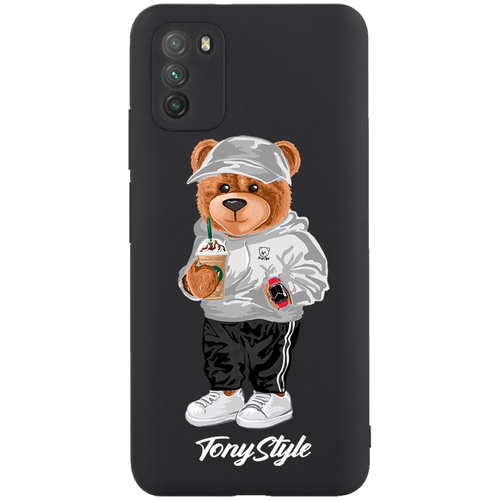 Черный силиконовый чехол для Poco M3 Tony Style с кофе