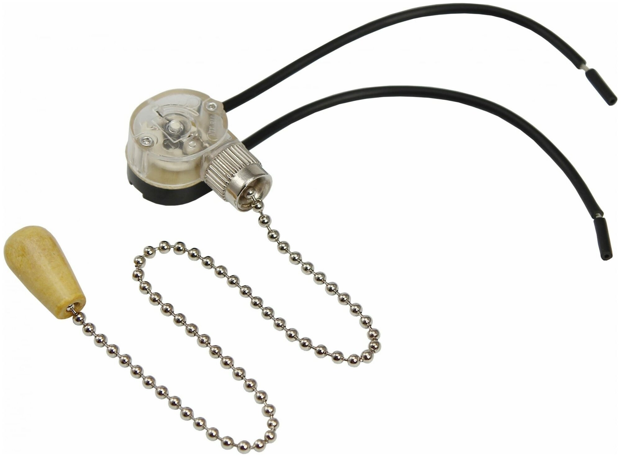 Выключатель для настенного светильника с проводом и деревянным наконечником silver (пакет боб) 32-0103, REXANT 320103 (1 шт.) - фотография № 1
