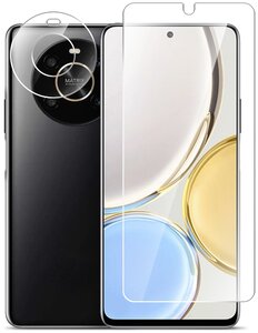 Фото Защитное стекло на Honor X9 (Хонор Х9) на Экран и Камеру, (гибридное: пленка стекловолокно), прозрачное силиконовая клеевая основа Hybrid Glass, Miuko