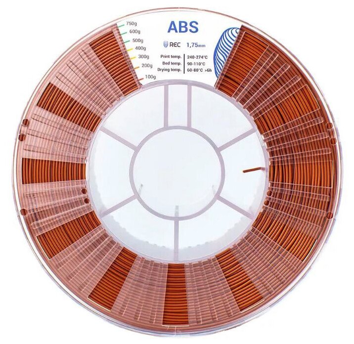 ABS коричневый 750 гр. 1.75 мм пластик REC для 3D принтера