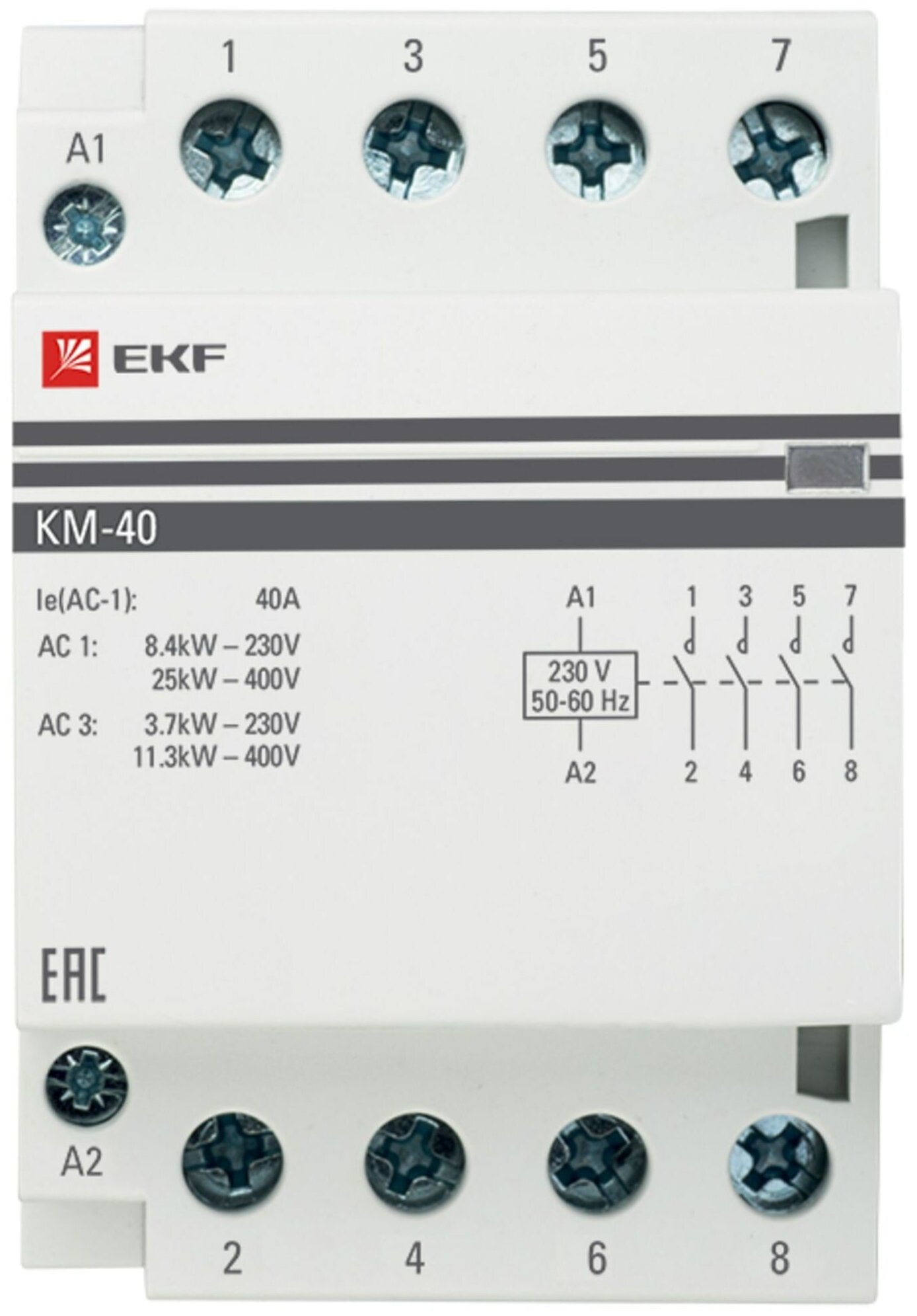 Контактор модульный КМ 40А 4NО (3 мод.) EKF PROxima