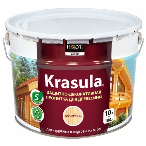 Пропитка по дереву защит.-декор. KRASULA бесцветная 10л