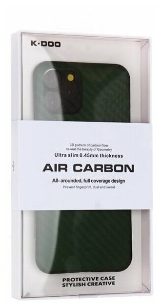 Чехол для Iphone 11 Pro (5.8") карбоновая K- Doo Air Carbon 0.45мм Зеленая
