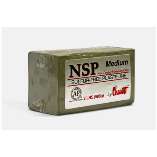 фото Пластилин nsp medium серо зеленый / профессиональный пластилин фирмы chavant средней жесткости