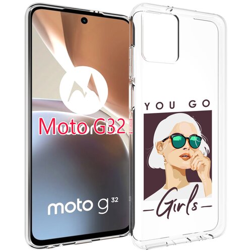 Чехол MyPads Девушка-в-очках-с-белыми-волосами женский для Motorola Moto G32 задняя-панель-накладка-бампер