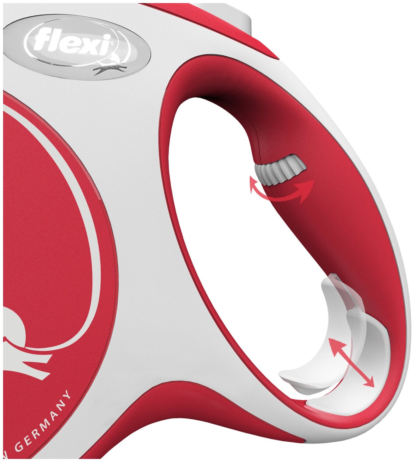 Рулетка Flexi коллекция New Line Comfort L (до 50 кг), 8 м, лента, серый/красный - фотография № 4