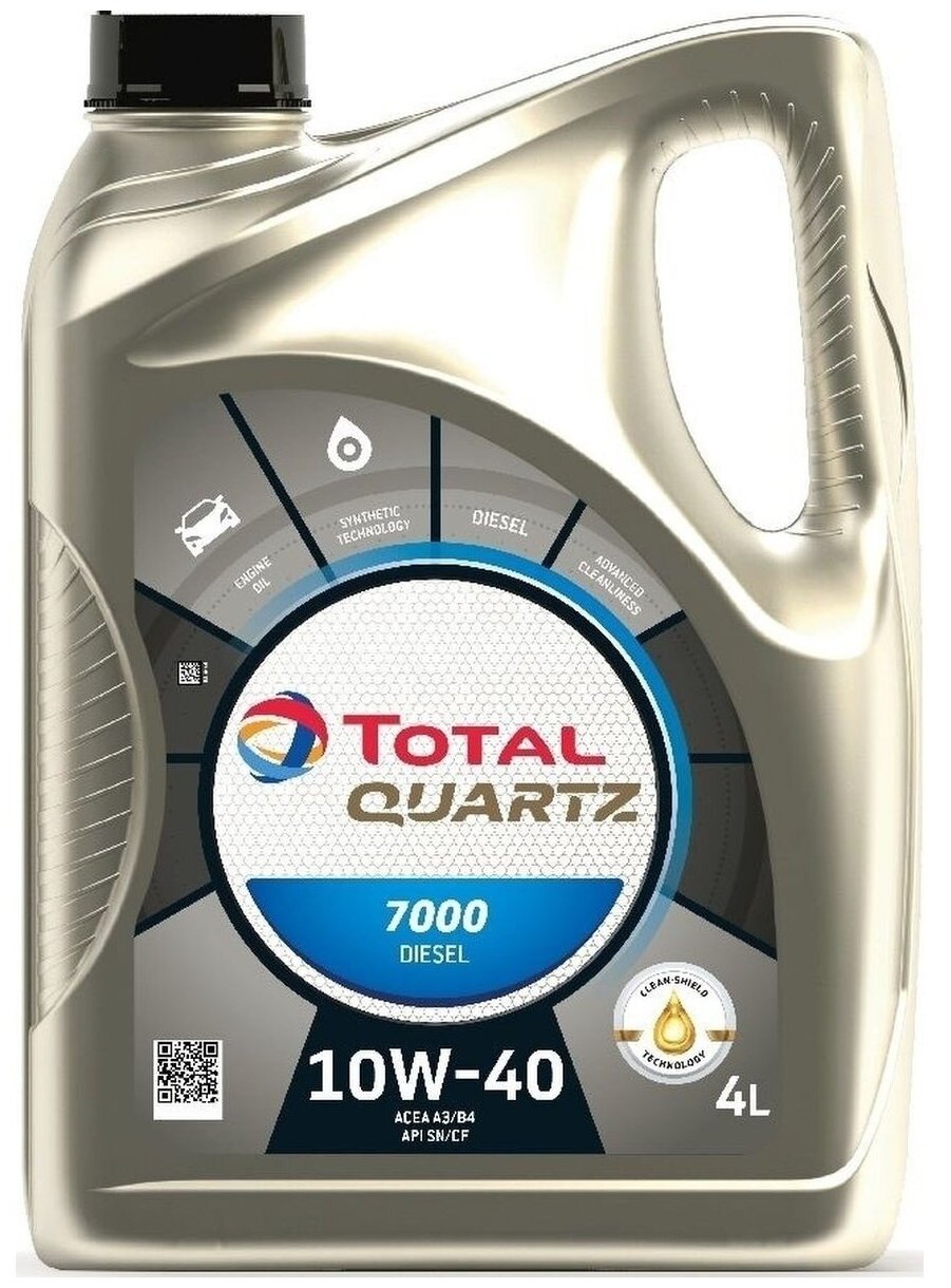 Масло моторное дизельное TOTAL Di Quartz 7000 10W40, полусинтетика, 4 литра 10740501