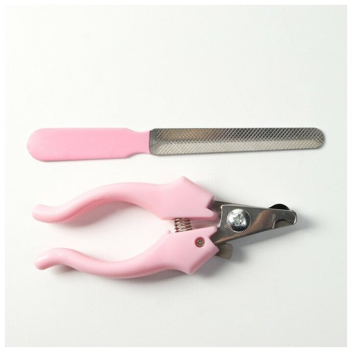 Пижон Набор по уходу за когтями: когтерез боковой (отверстие 8 мм) и пилка, розовый - фотография № 2