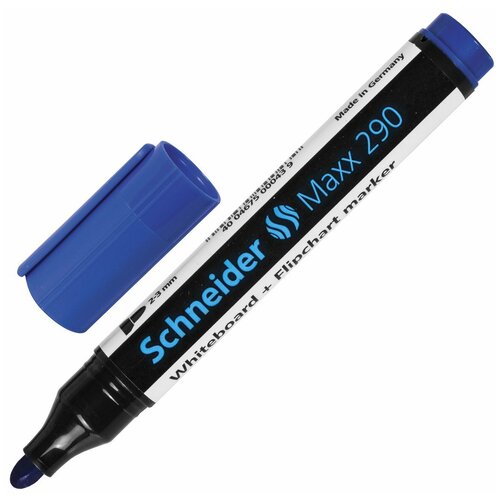 Маркер для доски и флипчарта Schneider Maxx 290, круглый, 2-3 мм, синий (129003)