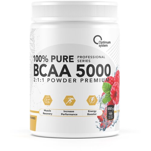 фото Optimum system bcaa 5000 powder (малина) (200 грамм) малина