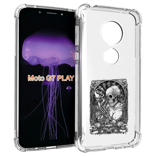 Чехол MyPads девушка скелет для Motorola Moto G7 Play задняя-панель-накладка-бампер
