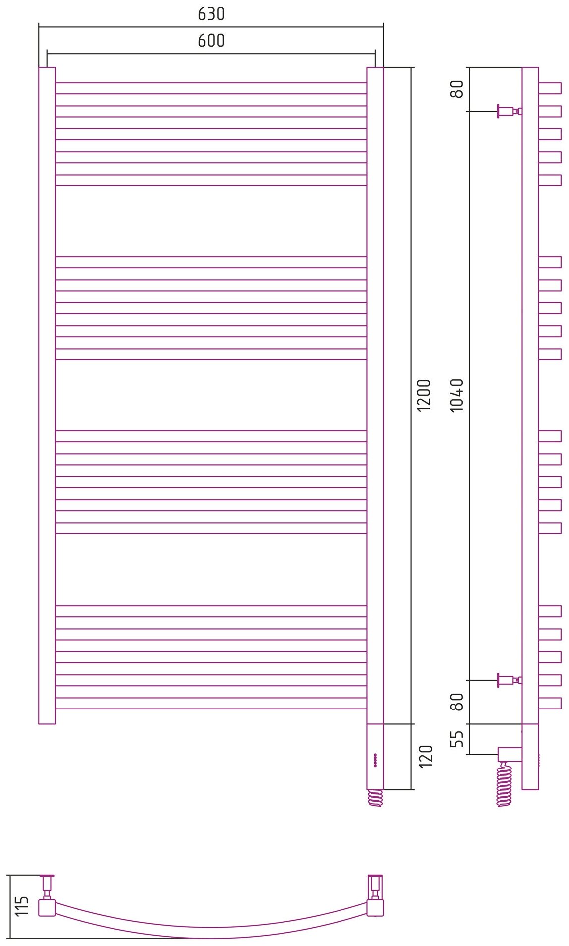 Электрический полотенцесушитель Сунержа Аркус 3.0 1200x600 МЭМ Пр. белый арт. 12-5705-1260 - фотография № 3