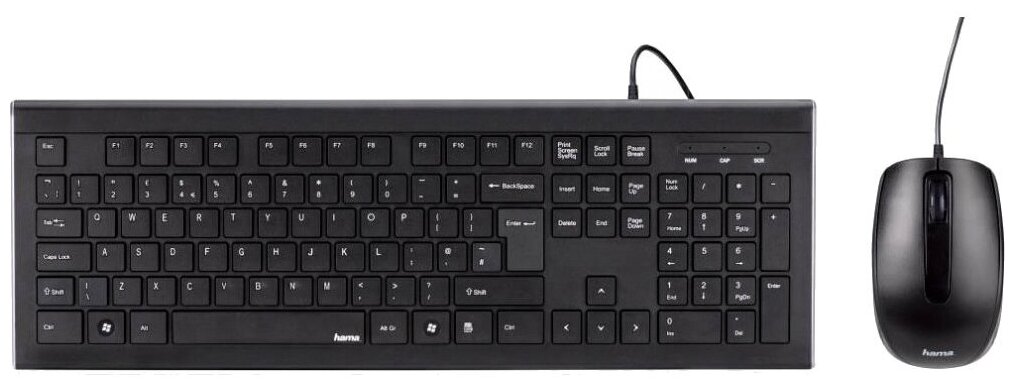 Комплект мыши и клавиатуры HAMA Cortino черный (R1134958) проводной