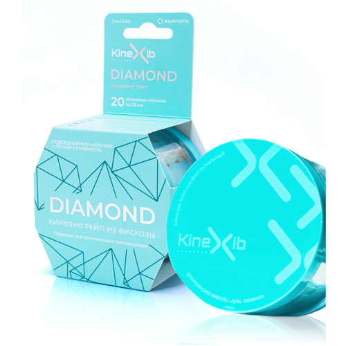 Кинезио тейп KineXib Ultra Diamond, 5см*5м, аквамарин тейп для тела груди и лица кинезио и стикини накладки на грудь