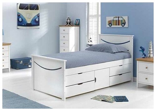 Кровать+комплект мебели РИО из массива сосны 80х160 белая, с ортопедическим дном