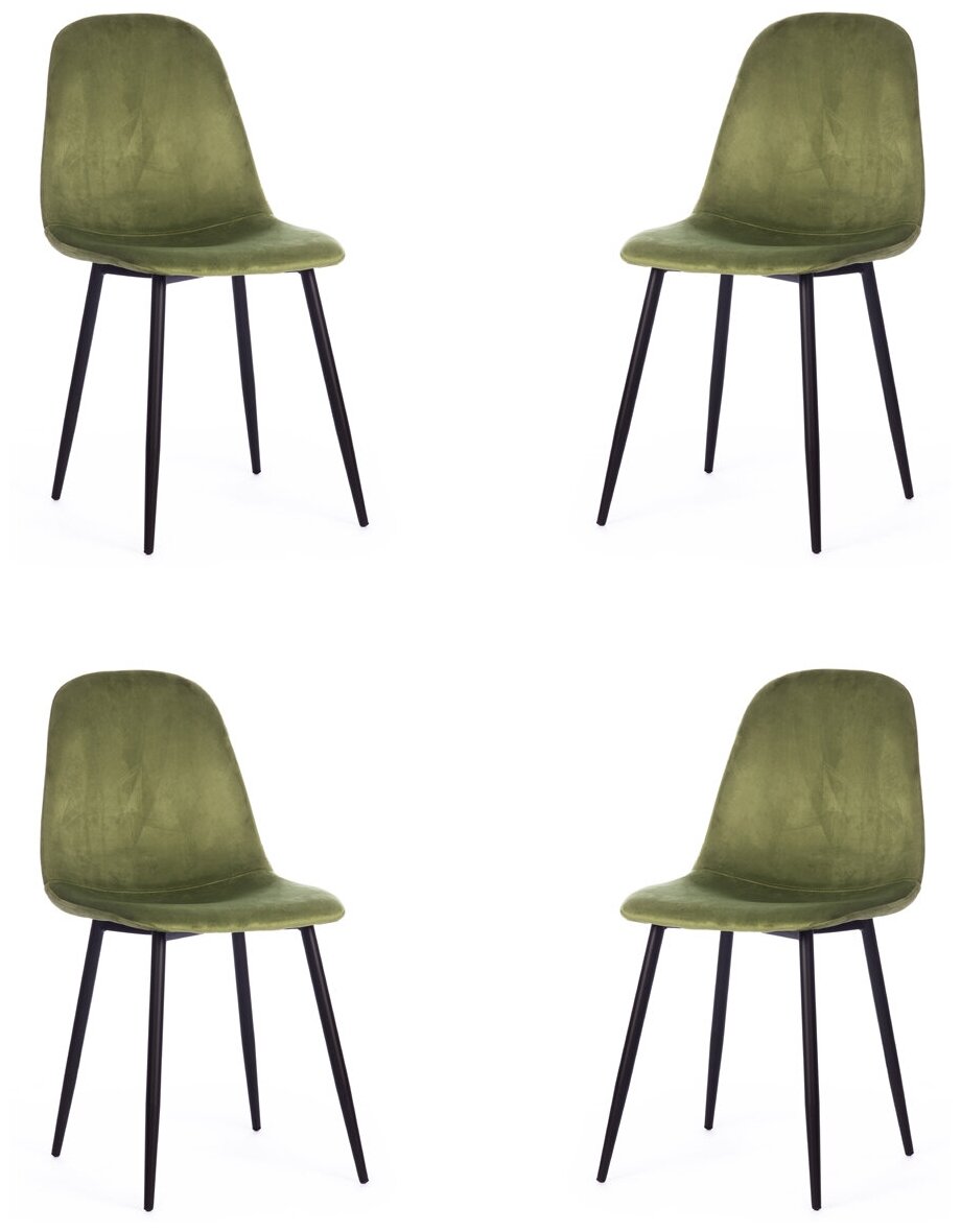 Комплект стульев для кухни TetChair BREEZE (mod. 4724), вельвет/металл, 45х64х82 см, Green (зеленый)/натуральный (4 шт. в 1 упаковке)