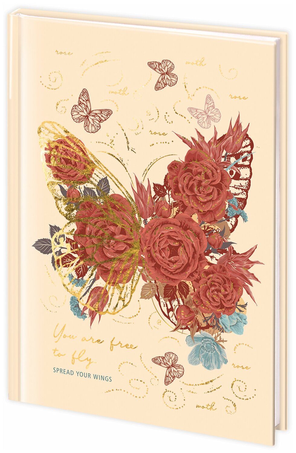 Ежедневник недатированный А5 (145х215 мм), ламинированная обложка с фольгой, 128 л, STAFF, "Butterfly", 113524