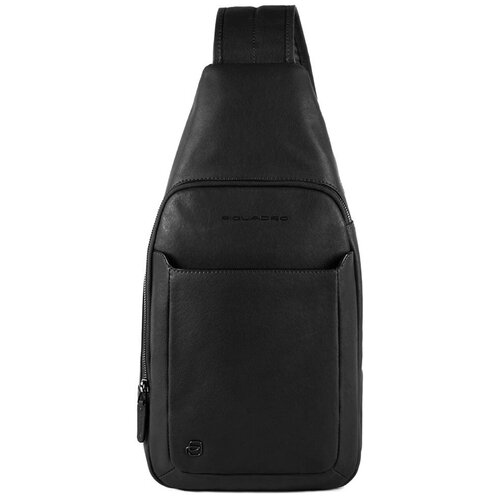 Рюкзак слинг PIQUADRO Black Square, фактура зернистая, гладкая, черный рюкзак коллекция black square ca6106b3 cu