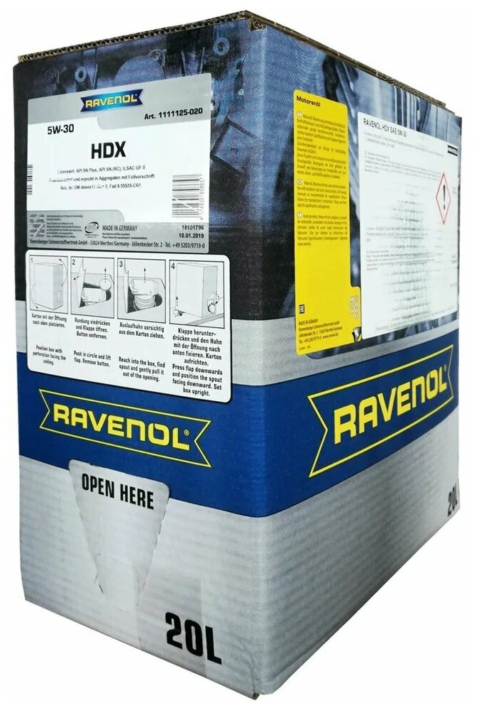 Синтетическое моторное масло RAVENOL HDX SAE 5W-30, 20 л
