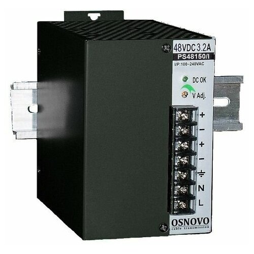Блок питания OSNOVO PS-48150I промышленный 1 выход DC48V 32A 150W Диапазон входных напряжений AC100-240V КПД 83 Защита от короткого замык 518200₽