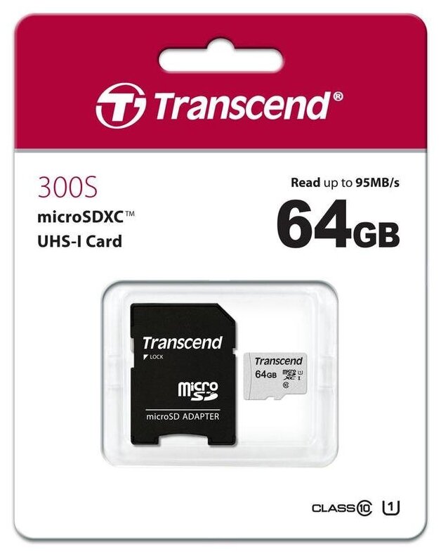 MicroSDXC 64Gb UHS-I (U3) Transcend 300S TS64GUSD300S-A - фото №8