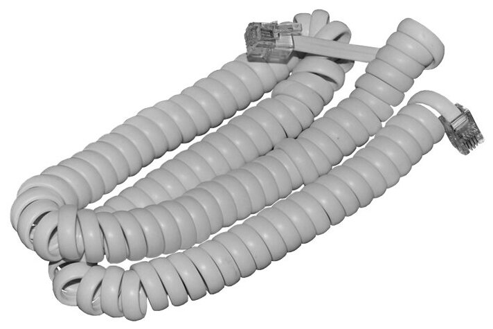 Телефонный шнур Rexant для трубки витой RJ-10 (4P-4C), 4 метра, белый