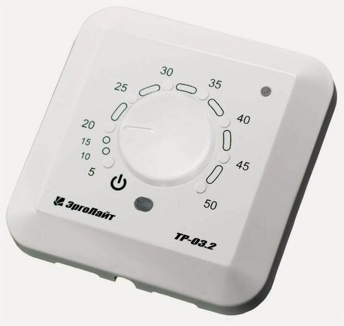 Изображение товара Терморегулятор ЭргоЛайт ТР-03.2П (датчик пола, встраиваемый, белый)