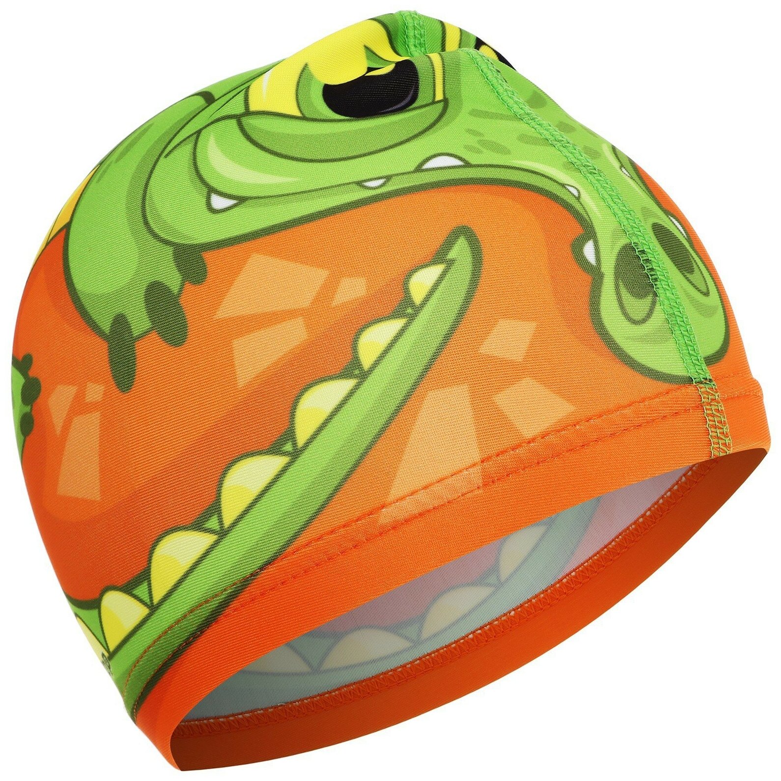 Шапочка для плавания ONLYTOP «Крокодильчик», детская, текстиль, обхват 46-52 см, цвет оранжевый