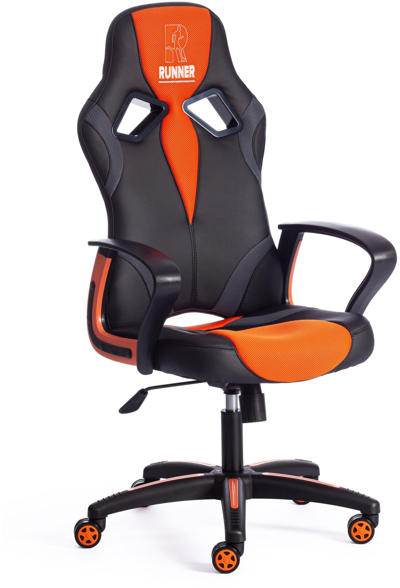 Кресло компьютерное Tetchair RUNNER экокожа ткань черный оранжевый