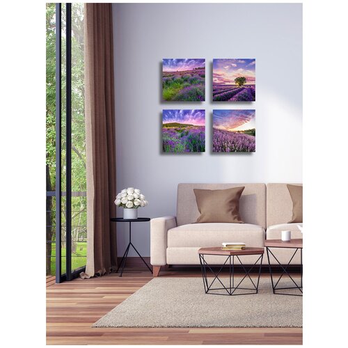 Комплект картин на холсте LOFTime 4 шт 30Х30 лавандовые поля 2 К-046-3030