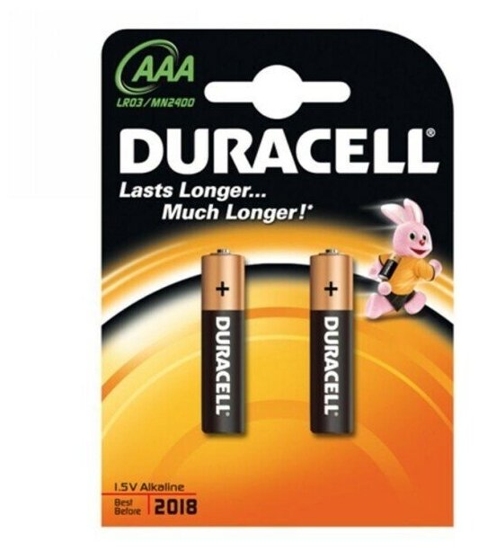 Батарейка алкалиновая DURACELL Basic LR3 тип ААА (блистер 2 шт)