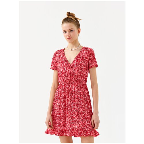 платье женское befree, цвет: красный принт, размер S фото