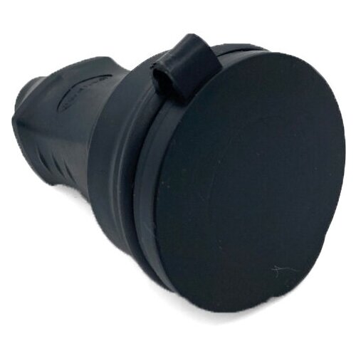 Розетка переносная с защитной крышкой каучуковая электро 16A IP44 240Вт