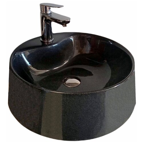 Умывальник накладной для установки на столешницу в ванной комнате Premial Style N44 Glazgow чёрный металлик (443*443)