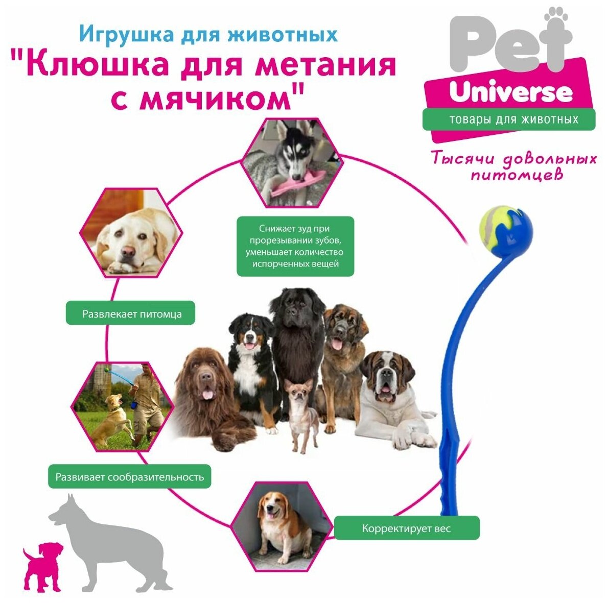 Игрушка для собак «Катапульта с мячиком» Pet Universe. Метатель теннисных мячей для дрессировки собак. Уличная, интерактивная / PU7001BE - фотография № 5